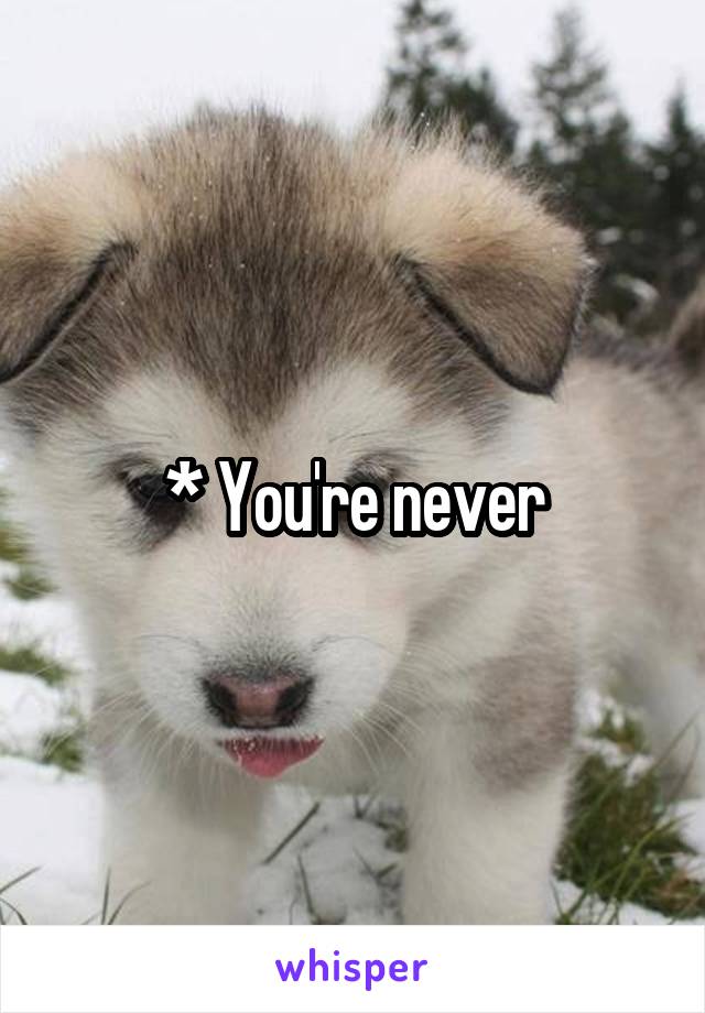 * You're never