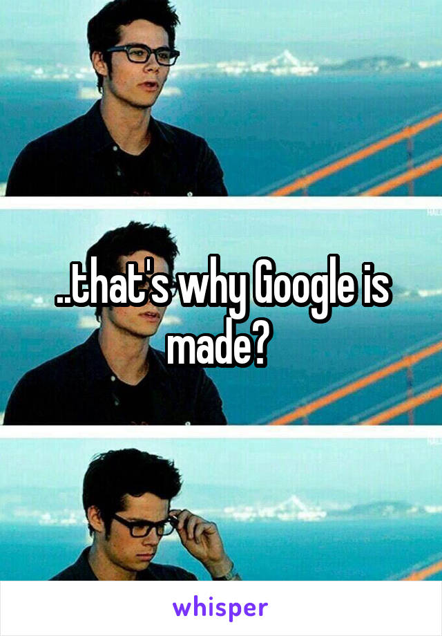 ..that's why Google is made? 