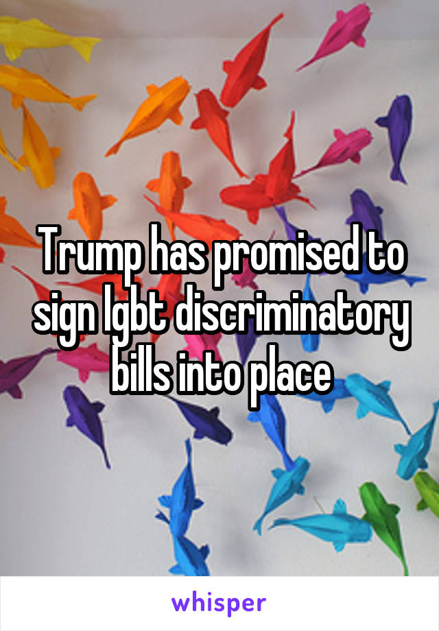 Trump has promised to sign lgbt discriminatory bills into place