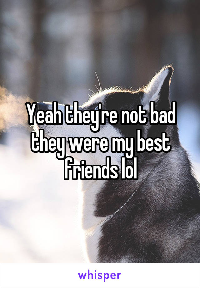 Yeah they're not bad they were my best friends lol
