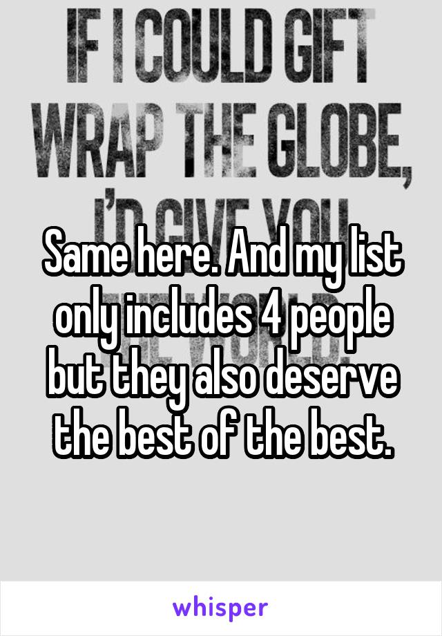 
Same here. And my list only includes 4 people but they also deserve the best of the best.