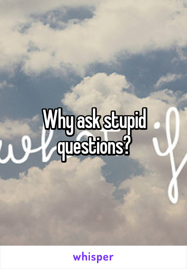 Why ask stupid questions?