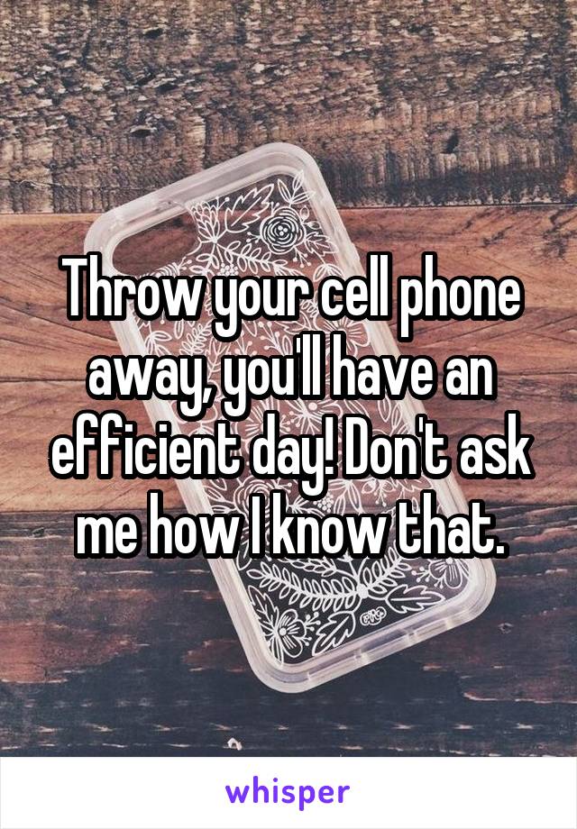 Throw your cell phone away, you'll have an efficient day! Don't ask me how I know that.