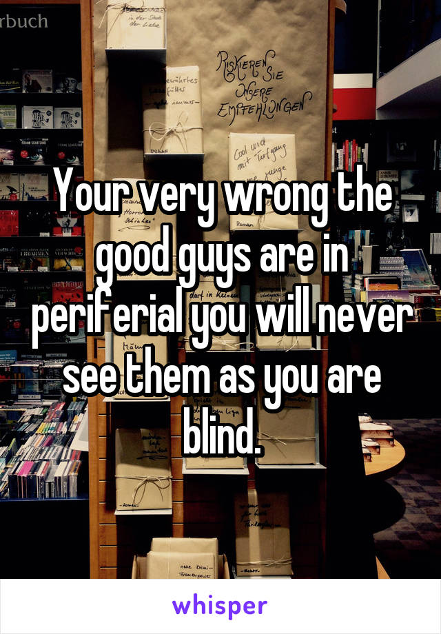 Your very wrong the good guys are in periferial you will never see them as you are blind.