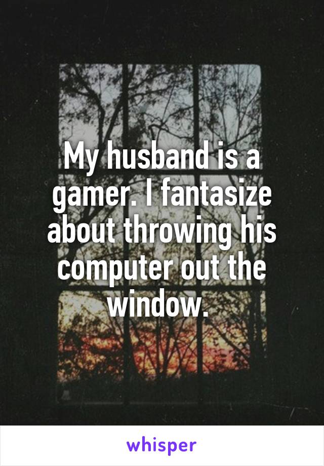 My husband is a gamer. I fantasize about throwing his computer out the window. 