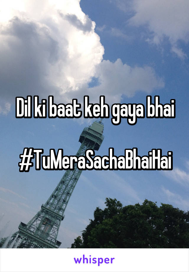 Dil ki baat keh gaya bhai

#TuMeraSachaBhaiHai