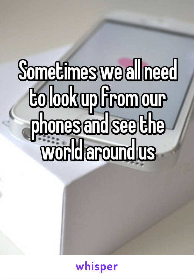 Sometimes we all need to look up from our phones and see the world around us


