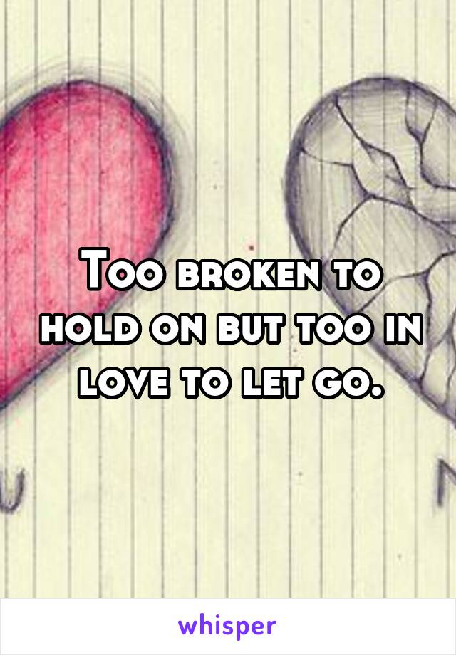 Too broken to hold on but too in love to let go.