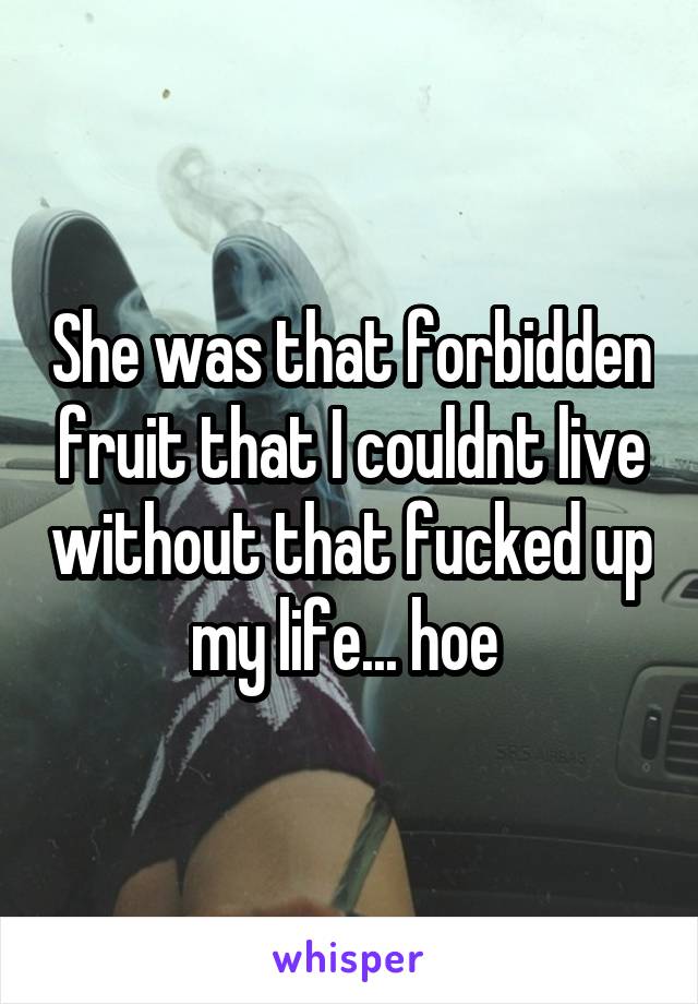 She was that forbidden fruit that I couldnt live without that fucked up my life... hoe 