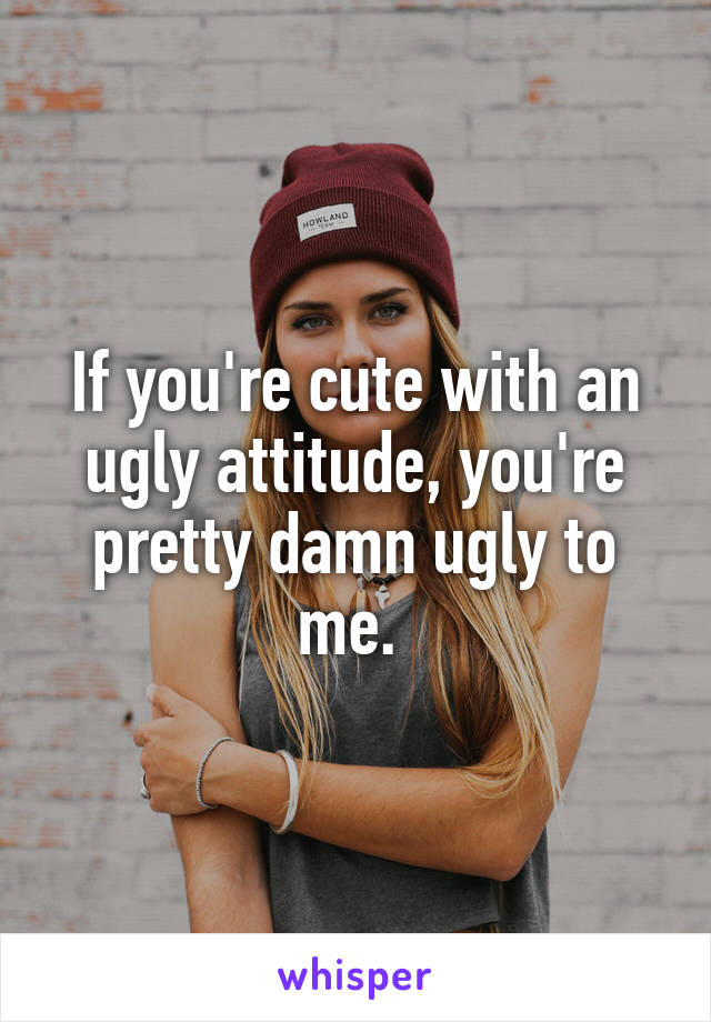 If you're cute with an ugly attitude, you're pretty damn ugly to me. 