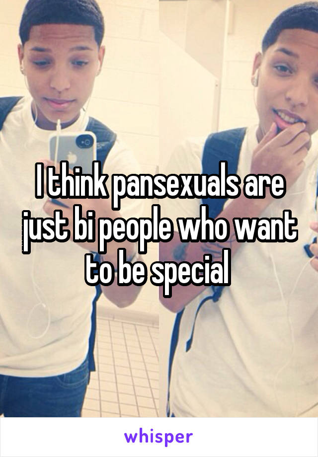 I think pansexuals are just bi people who want to be special 