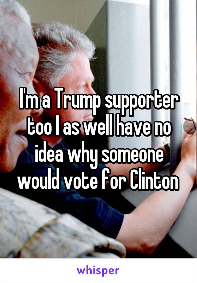 I'm a Trump supporter too I as well have no idea why someone would vote for Clinton 