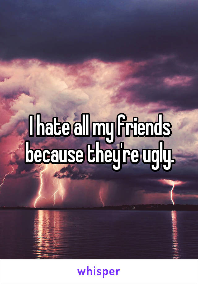 I hate all my friends because they're ugly.