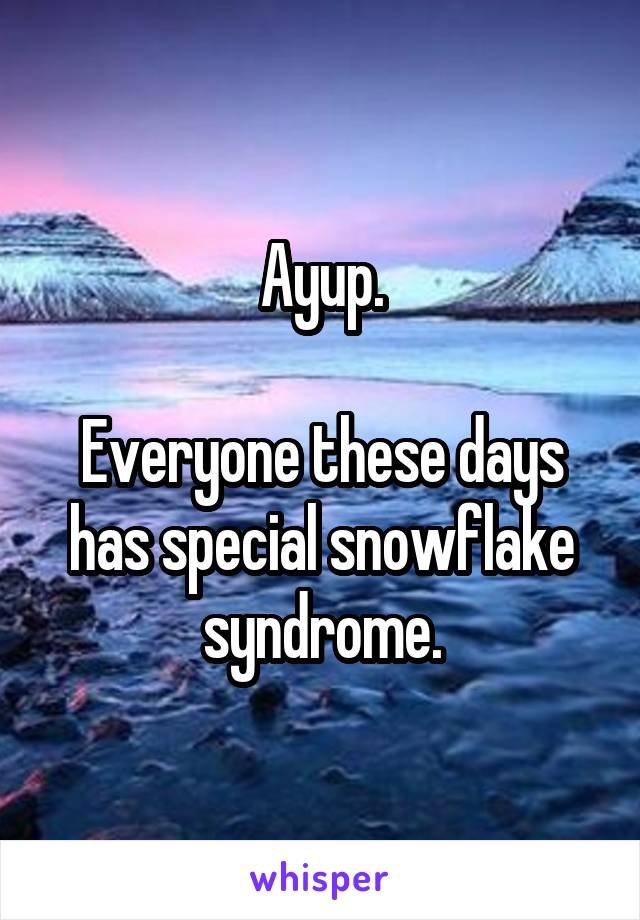 Ayup.

Everyone these days has special snowflake syndrome.