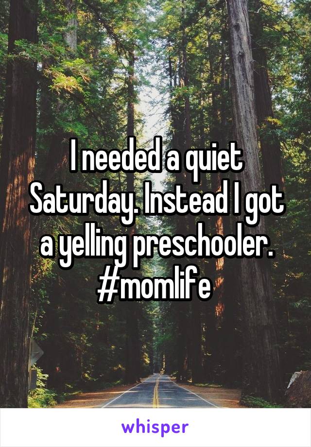 I needed a quiet Saturday. Instead I got a yelling preschooler. #momlife 