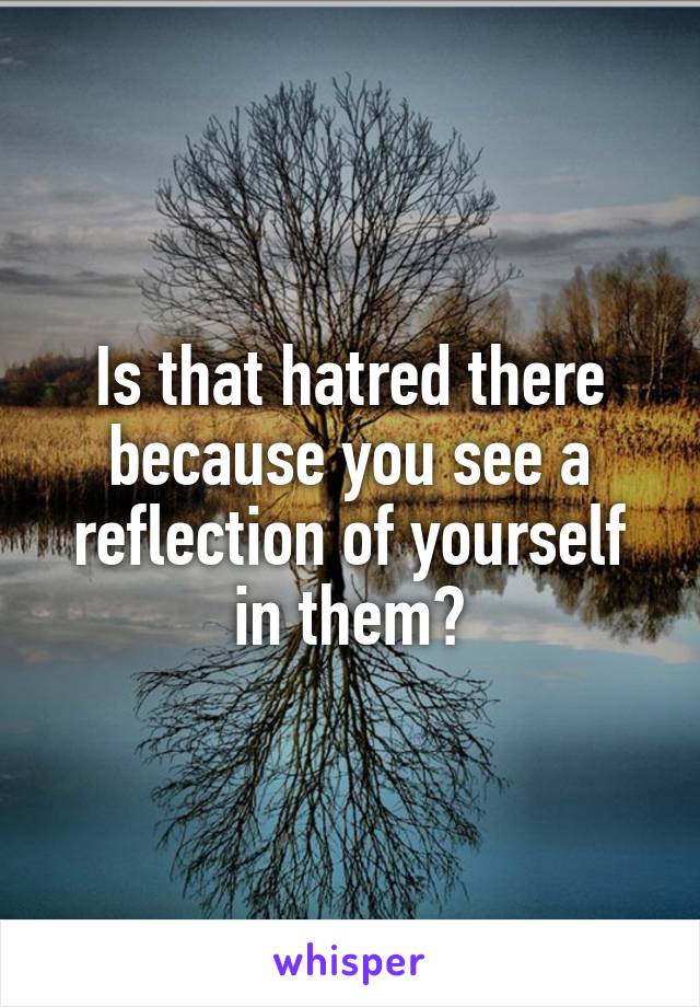 Is that hatred there because you see a reflection of yourself in them?
