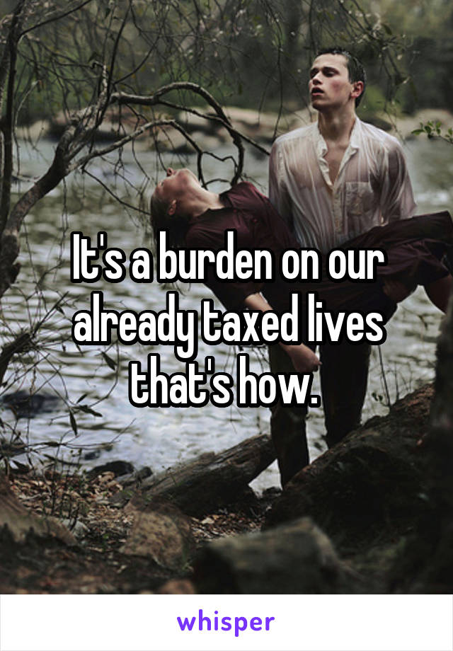 It's a burden on our already taxed lives that's how. 