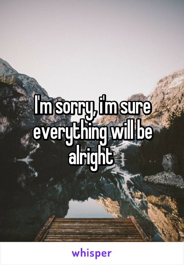 I'm sorry, i'm sure everything will be alright 