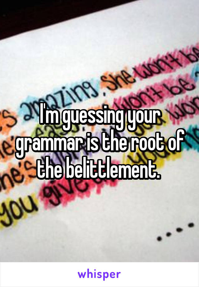 I'm guessing your grammar is the root of the belittlement. 