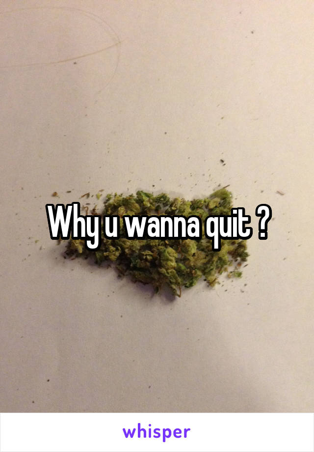 Why u wanna quit ?