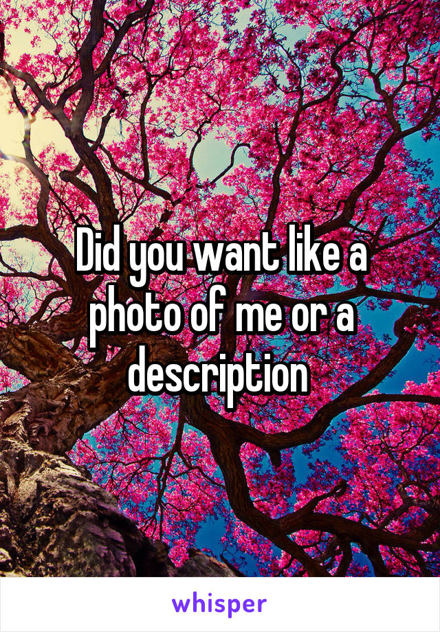 Did you want like a photo of me or a description 