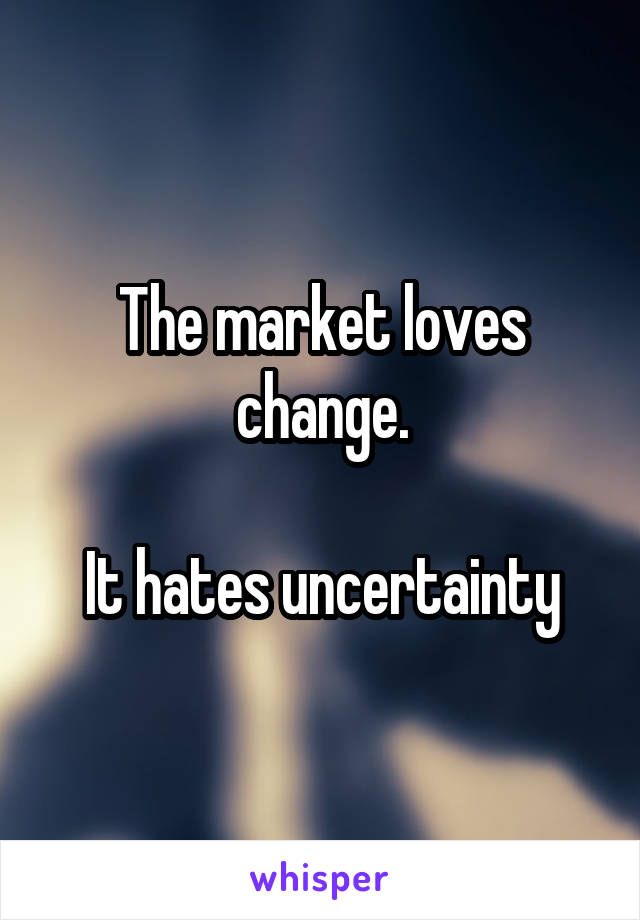 The market loves change.

It hates uncertainty