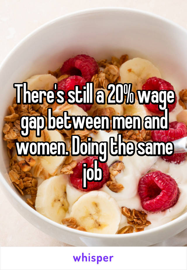 There's still a 20% wage gap between men and women. Doing the same job 