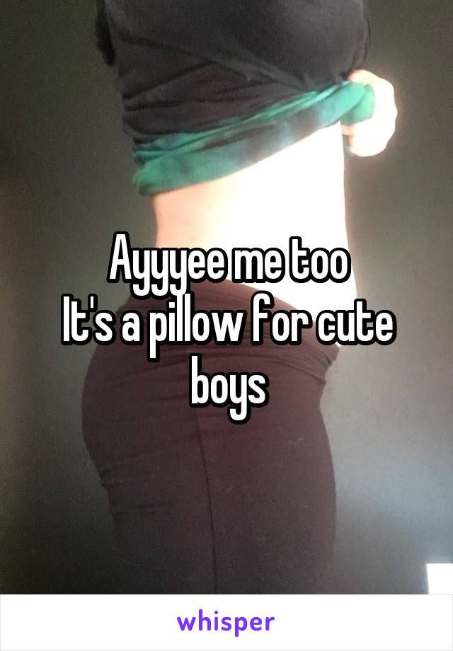 Ayyyee me too
It's a pillow for cute boys
