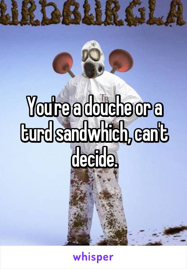 You're a douche or a turd sandwhich, can't decide.