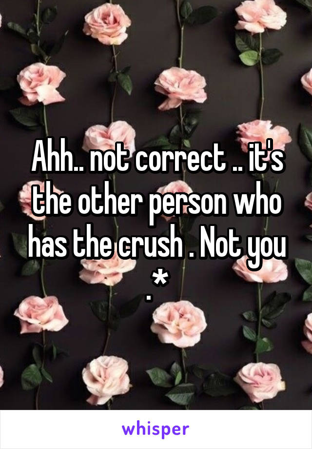 Ahh.. not correct .. it's the other person who has the crush . Not you .*