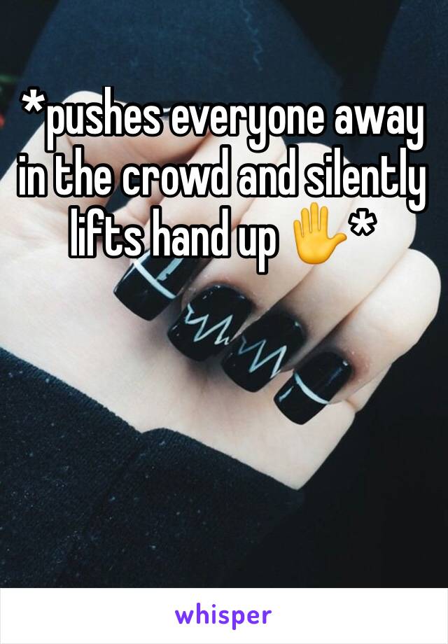 *pushes everyone away in the crowd and silently lifts hand up ✋*