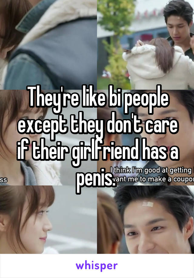 They're like bi people except they don't care if their girlfriend has a penis. 