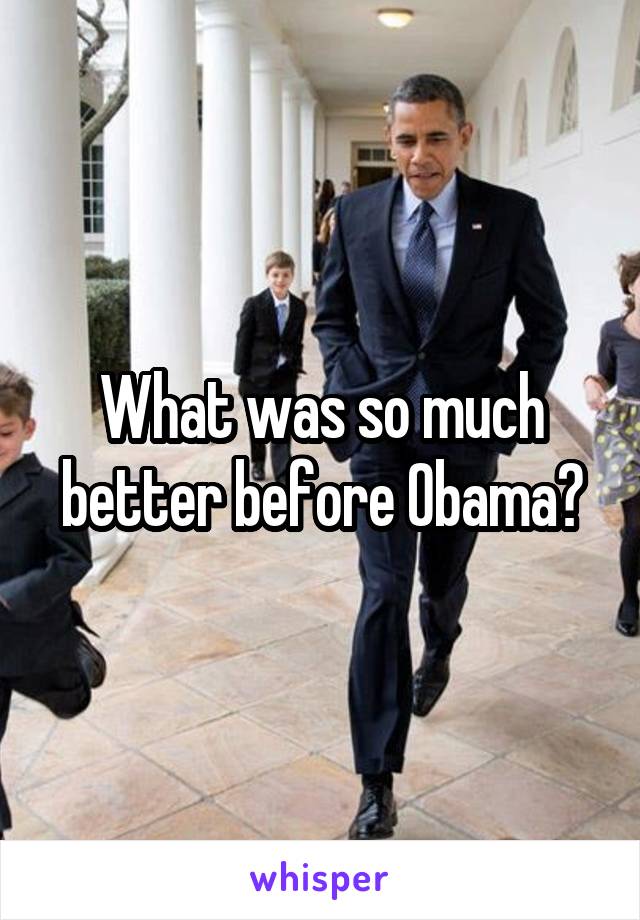 What was so much better before Obama?