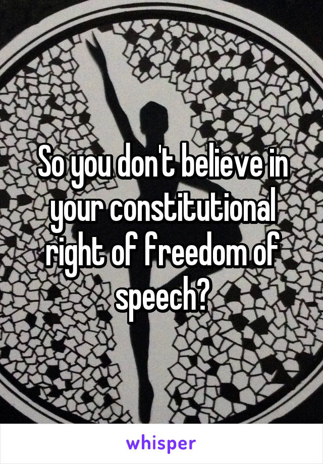 So you don't believe in your constitutional right of freedom of speech?