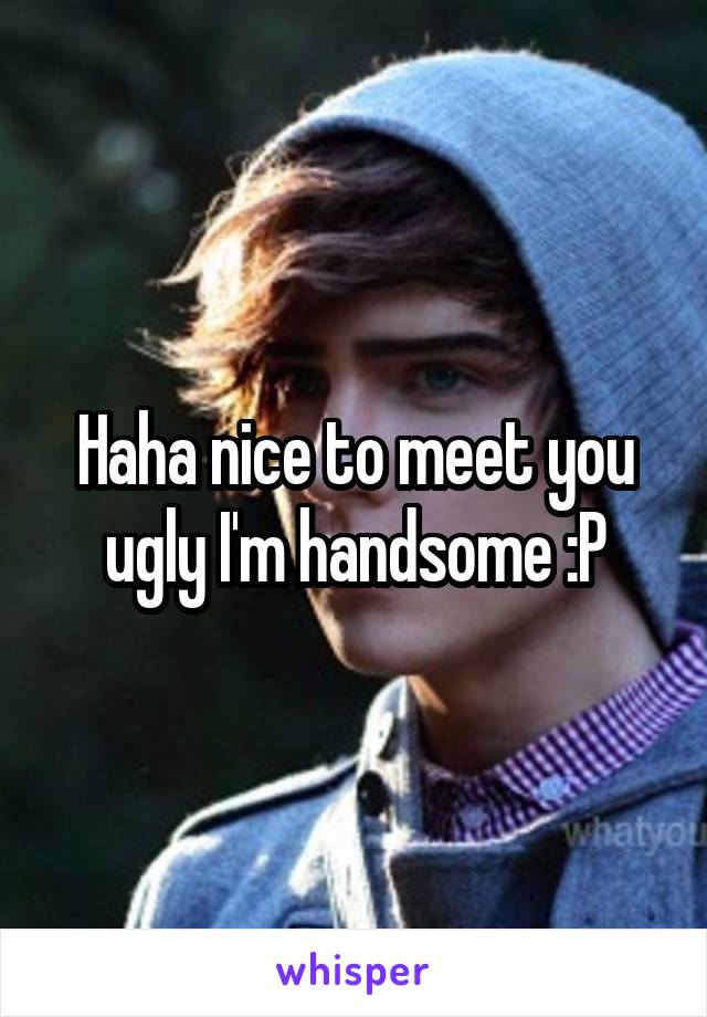 Haha nice to meet you ugly I'm handsome :P