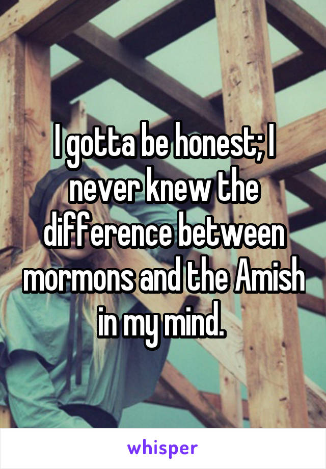 I gotta be honest; I never knew the difference between mormons and the Amish in my mind. 