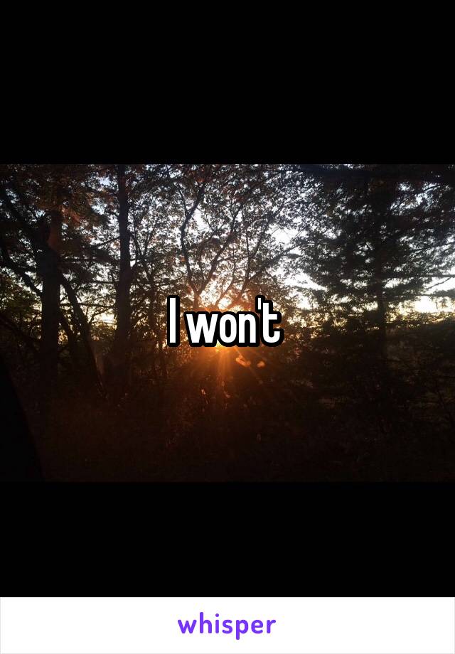 I won't 
