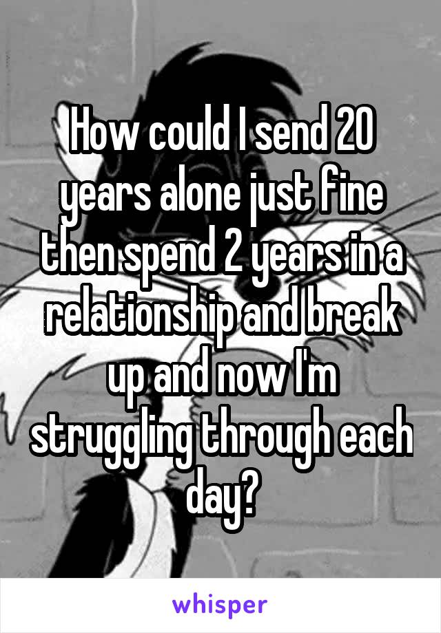 How could I send 20 years alone just fine then spend 2 years in a relationship and break up and now I'm struggling through each day?
