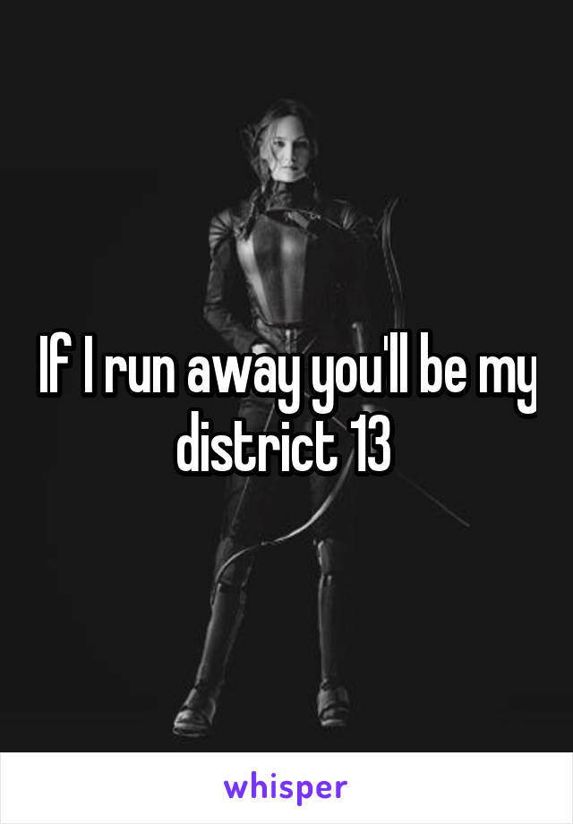 If I run away you'll be my district 13 