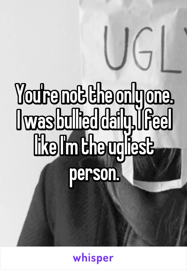 You're not the only one. I was bullied daily. I feel like I'm the ugliest person.