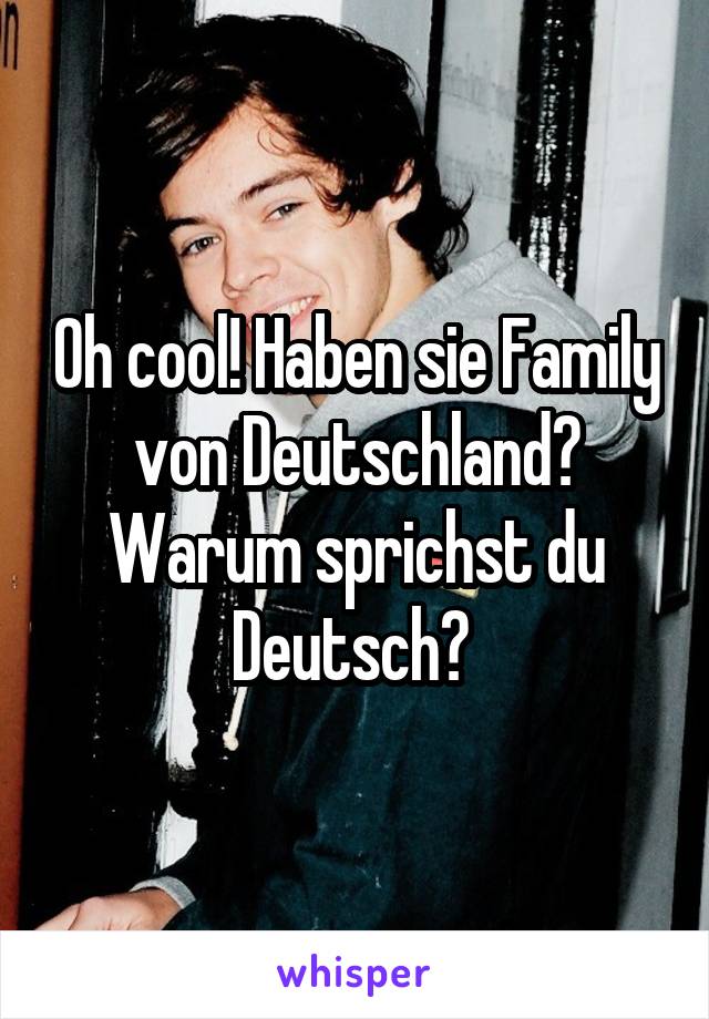 Oh cool! Haben sie Family von Deutschland? Warum sprichst du Deutsch? 