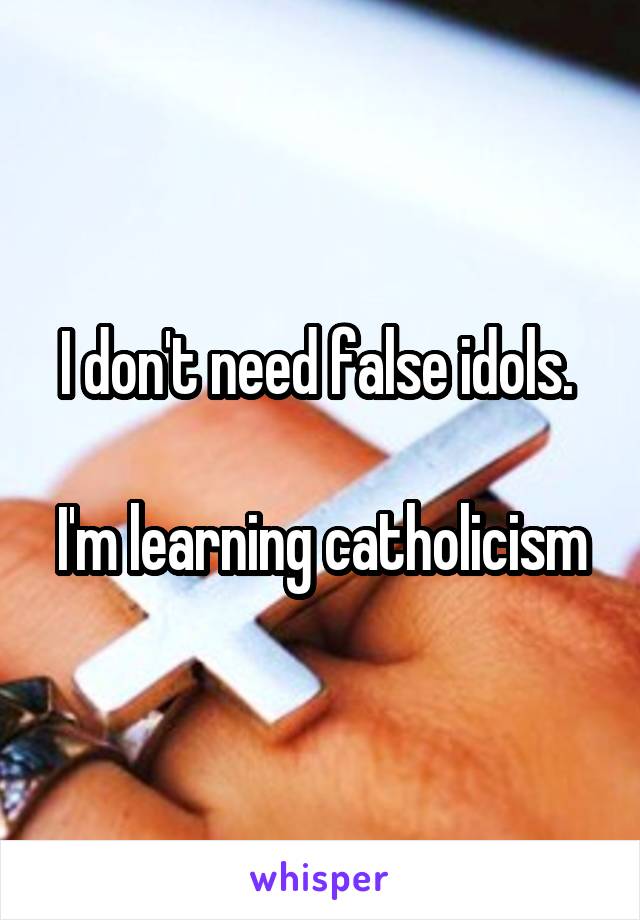 I don't need false idols. 

I'm learning catholicism