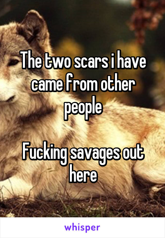 The two scars i have came from other people

Fucking savages out here