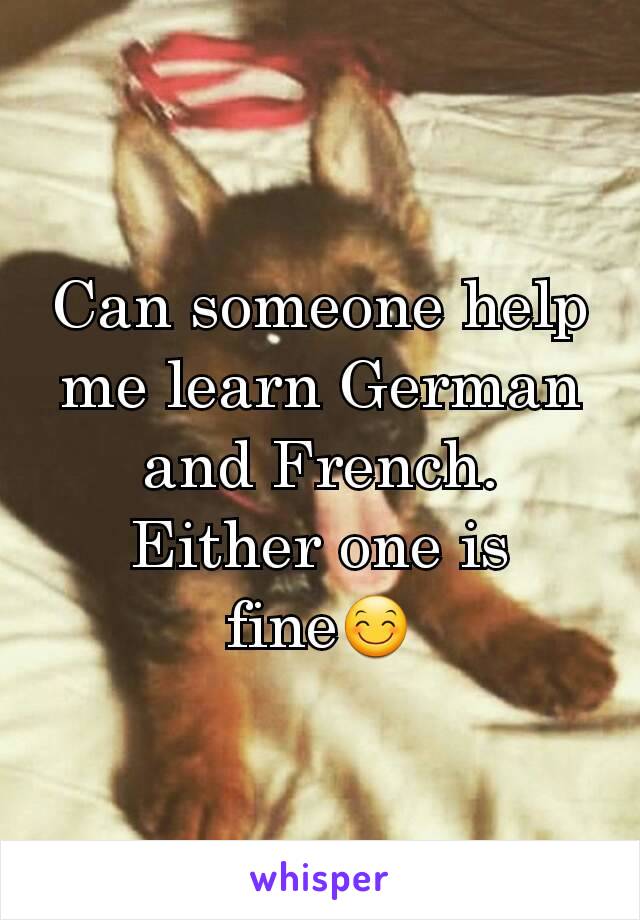 Can someone help me learn German and French. Either one is fine😊