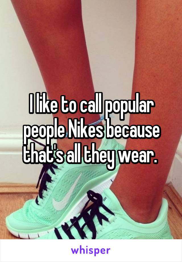 I like to call popular people Nikes because that's all they wear. 