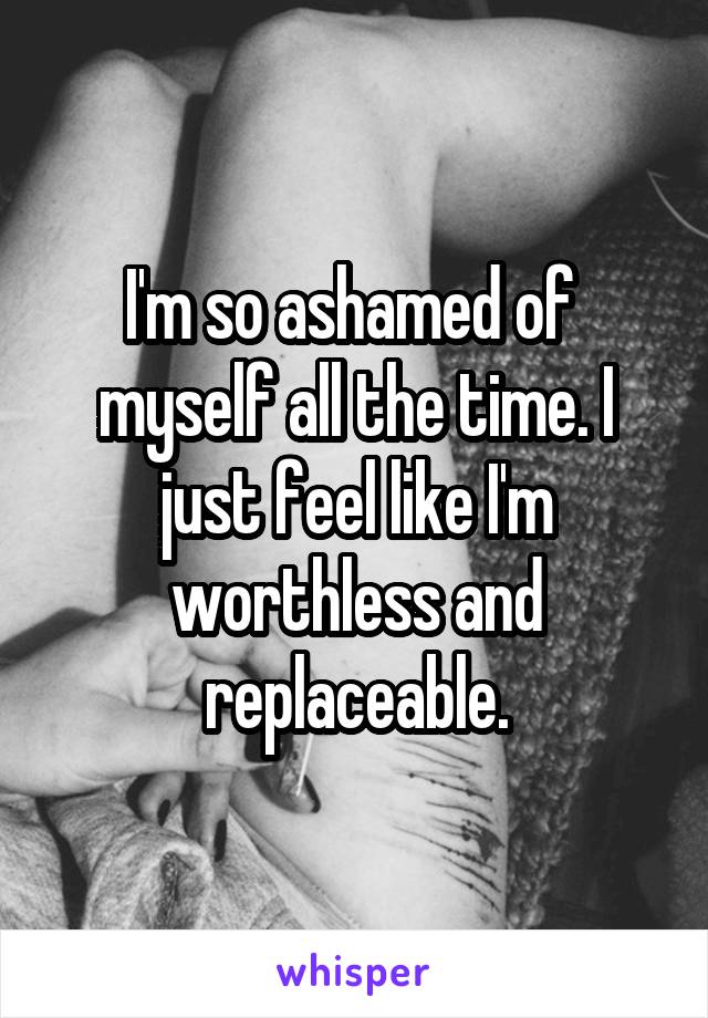 I'm so ashamed of  myself all the time. I just feel like I'm worthless and replaceable.