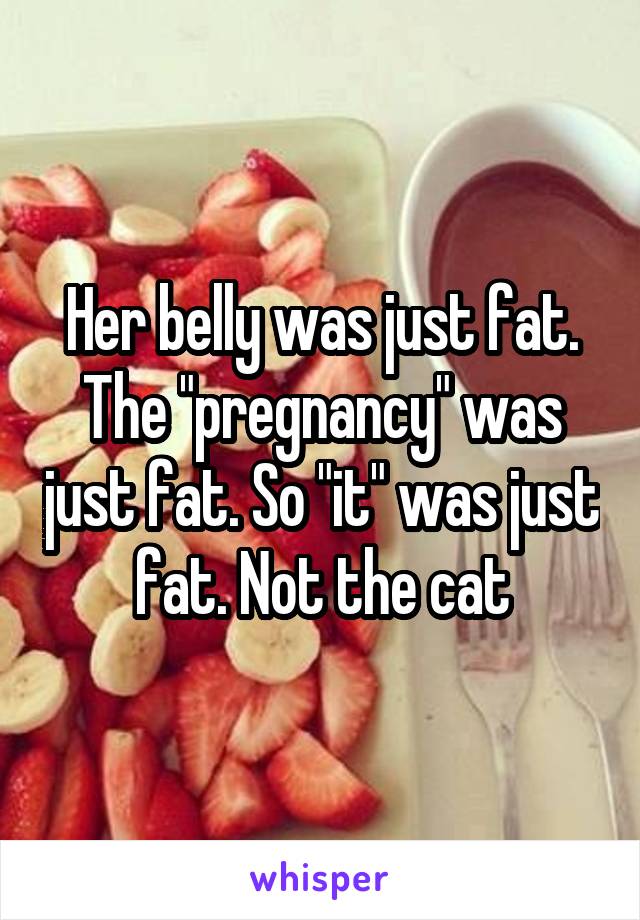 Her belly was just fat. The "pregnancy" was just fat. So "it" was just fat. Not the cat