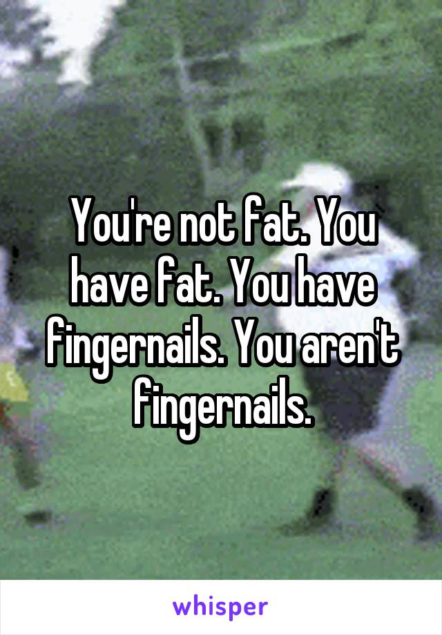 You're not fat. You have fat. You have fingernails. You aren't fingernails.