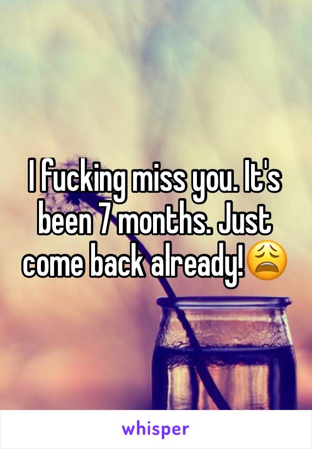 I fucking miss you. It's been 7 months. Just come back already!😩