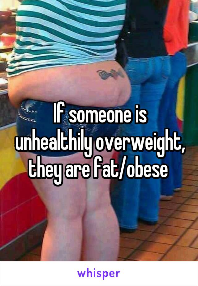 If someone is unhealthily overweight, they are fat/obese 